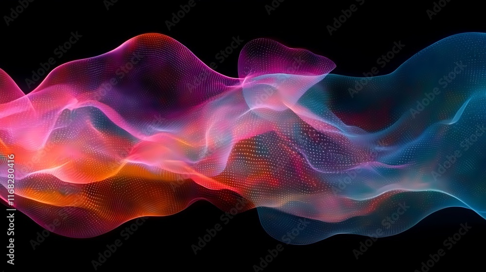 Abstract Colorful Waves Flowing Dark Background Abstract Colorful Waves Flowing Dark Background