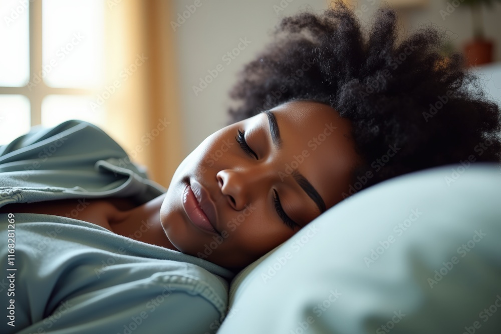 Peaceful Sleep: A Relaxing Image of a Woman Sleeping Comfortably in a Cozy Bedroom, Perfect for Home Decor or Wellness Promotion Peaceful Sleep: A Relaxing Image of a Woman Sleeping Comfortably in a Cozy Bedroom, Perfect for Home Decor or Wellness Promotion