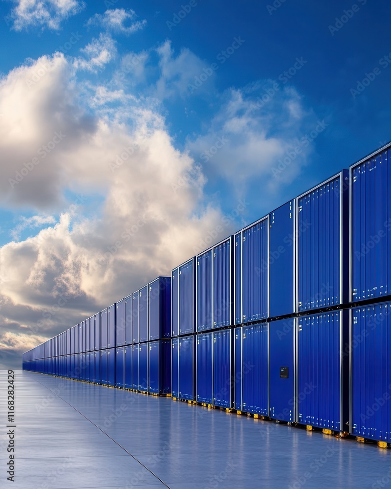 Obraz premium Stacked Lithium Batteries Powering the Future of Renewable Energy Solutions and Sustainable Technology