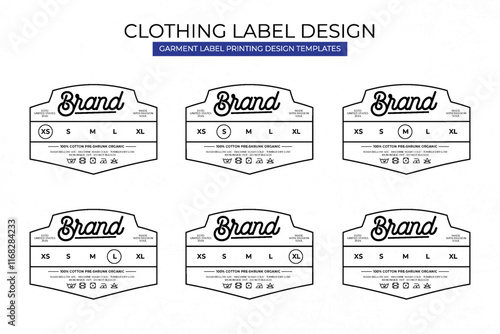 Clothing label tag printed neck label template design	