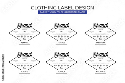 Clothing label tag printed neck label template design	