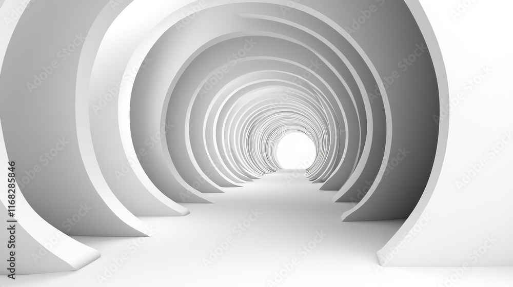 Obraz premium Abstract D spirals forming a tunnel-like effect with smooth gradients and shadows.