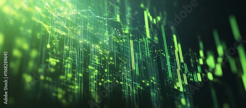 Abstract green digital data stream background.