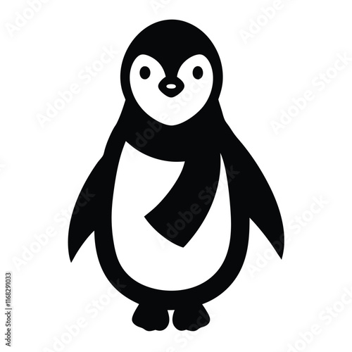 Winter penguin silhouette with unique scarf art photo