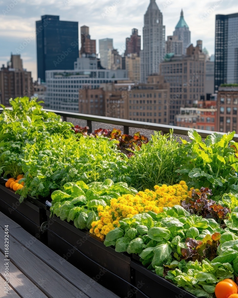 Urban Oasis: A Thriving Rooftop Garden Flourishing Above the Cityscape Urban Oasis: A Thriving Rooftop Garden Flourishing Above the Cityscape