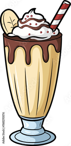 strawberry sundae ice cream in cup isolated chocolate