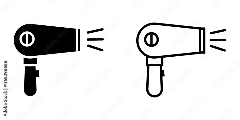 hairdryer set icon on white background hairdryer set icon on white background