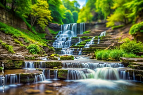 Albion Falls Miniature Water Cascade, Stunning Tilt-Shift Landscape Photography photo