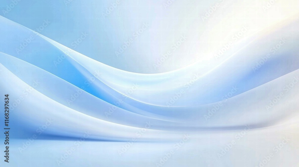 Obraz premium A serene abstract background with flowing curves in soft blue and white tones.
