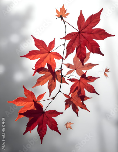 Vibrant Autumn Leaves in Red, Orange, and Yellow with Abstract Foliage Texture