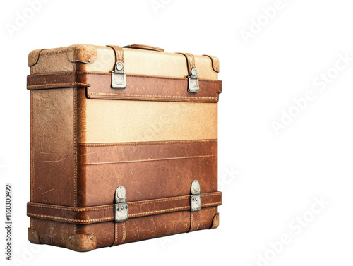 many browh leather suitcase photo