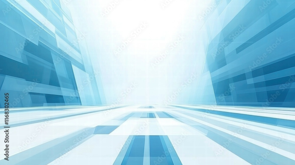 Obraz premium Abstract blue geometric background with a sense of depth and perspective.