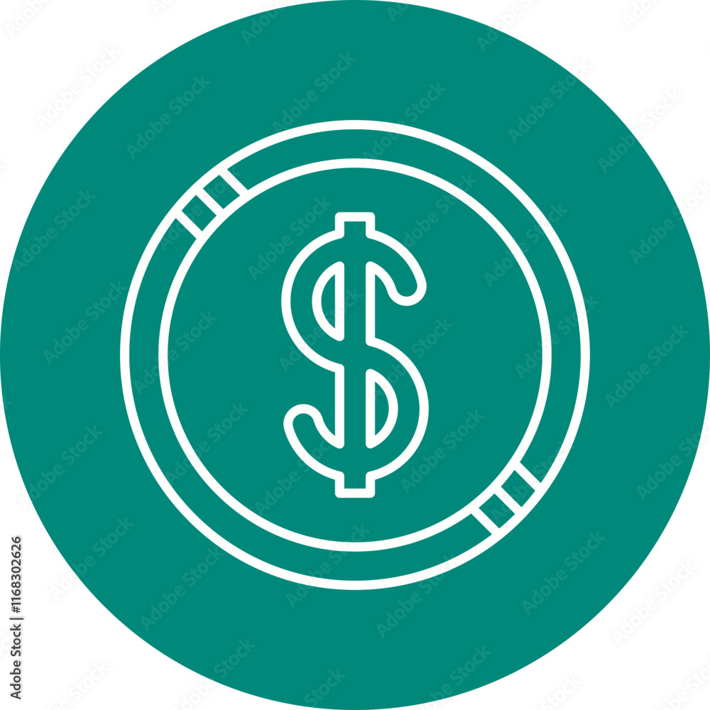 Dollar Coin icon single vector illustration Dollar Coin icon single vector illustration