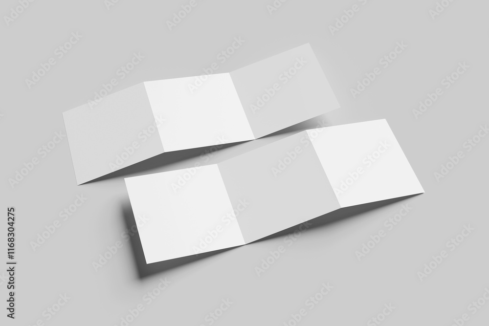 Blank tri-fold square brochure mockup Blank tri-fold square brochure mockup