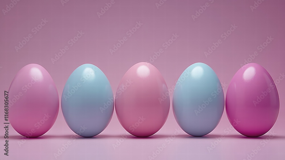 Pastel Pink and Blue Easter Eggs in a Row Pastel Pink and Blue Easter Eggs in a Row