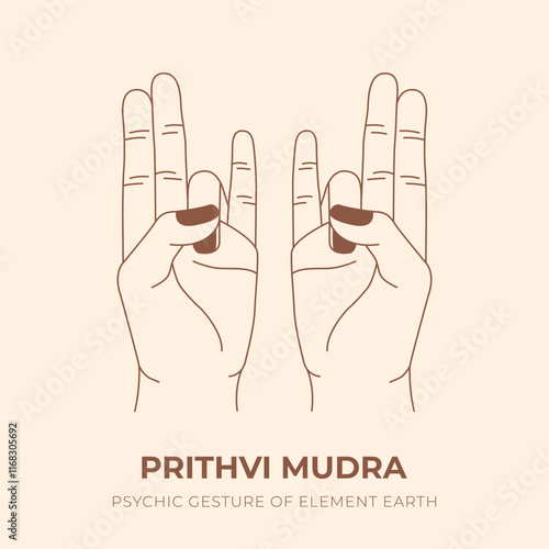 PRITHVI MUDRA. YOGA. Yogic hand gesture. Yoga hand mudra.