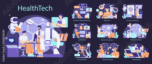 Healthtech. Flat Vector Illustration
