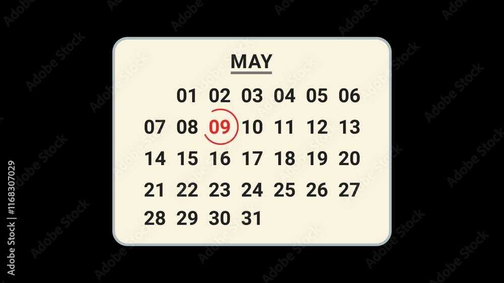 9 May Calendar Date Animation 9 May Calendar Date Animation