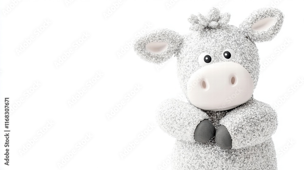 Cute gray cow plush toy with a friendly expression and soft texture Cute gray cow plush toy with a friendly expression and soft texture