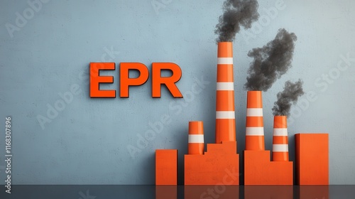 Extended Producer Responsibility concept. A stylized graphic of industrial smokestacks emitting smoke, with the acronym 