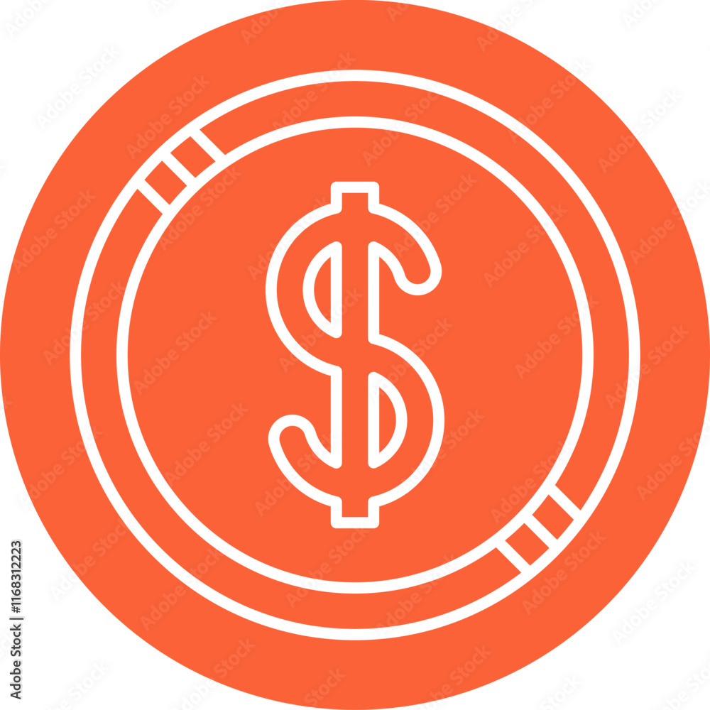 Dollar Coin icon single vector illustration Dollar Coin icon single vector illustration