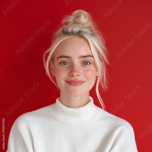 Professional Portrait of a Blonde Instagram Model in a White Sweater