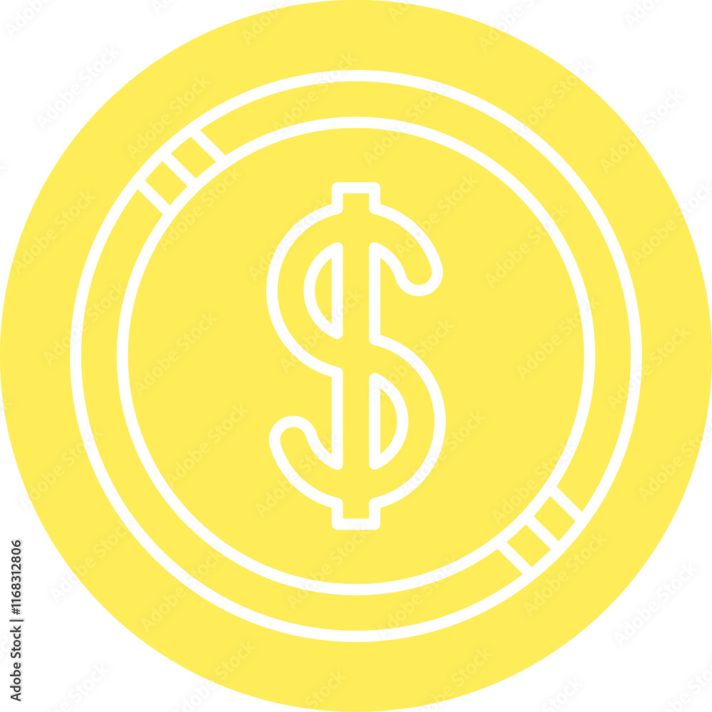 Dollar Coin icon single vector illustration Dollar Coin icon single vector illustration