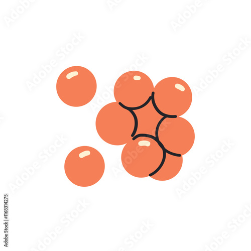 Red or orange caviar red salmon fish ,hand drawn illustration sea food for gourmet ,omega 3 healthy food isolate on white for card , banner social media and web design .