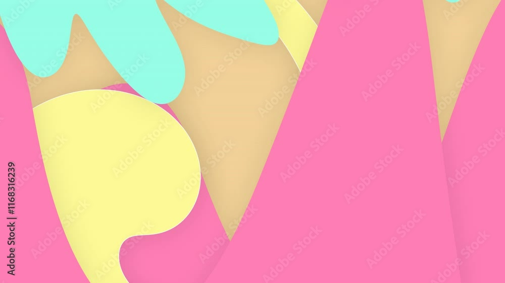 Cute colorful cartoon animated abstract background with waves, simplicity and creativity
