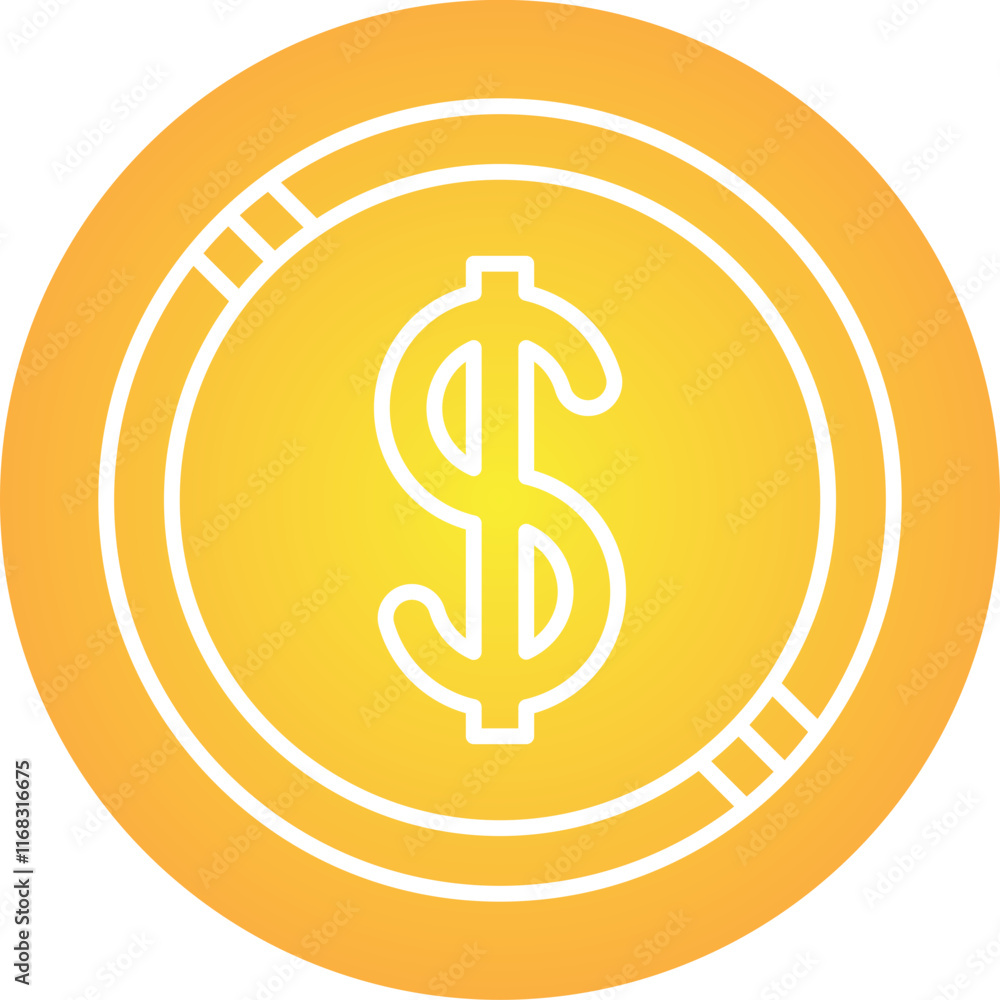 Dollar Coin icon single vector illustration Dollar Coin icon single vector illustration