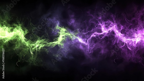 Abstract Nebula: A Symphony of Purple and Green Cosmic Energy