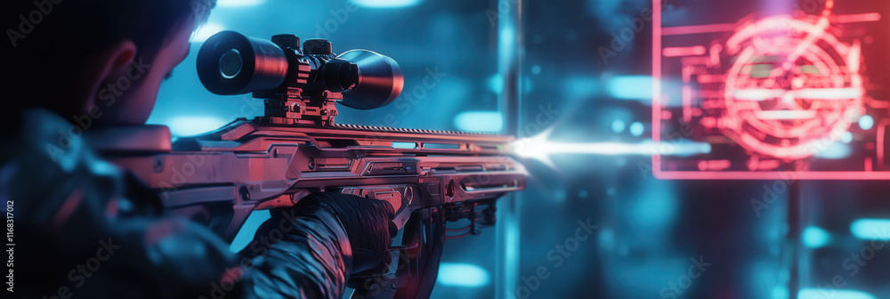 Fototapeta premium Futuristic Crossbow with Laser Sight