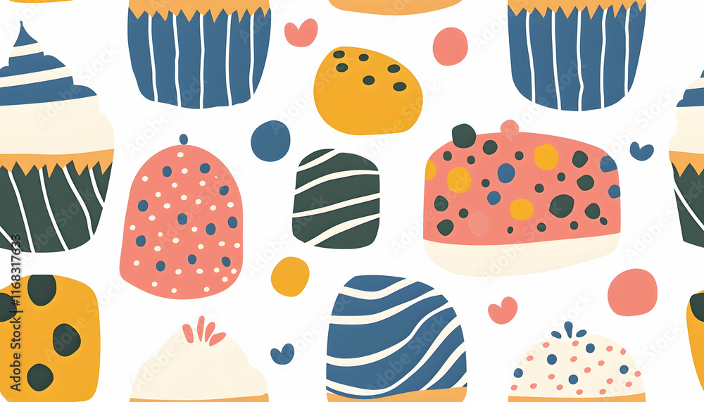 Abstract Illustration of Cupcakes and Shapes Abstract Illustration of Cupcakes and Shapes