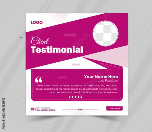 Client testimonial social media web banner template, customer feedback testimonial vector template, client review template. Creative layout and modern concept
 fully editable.