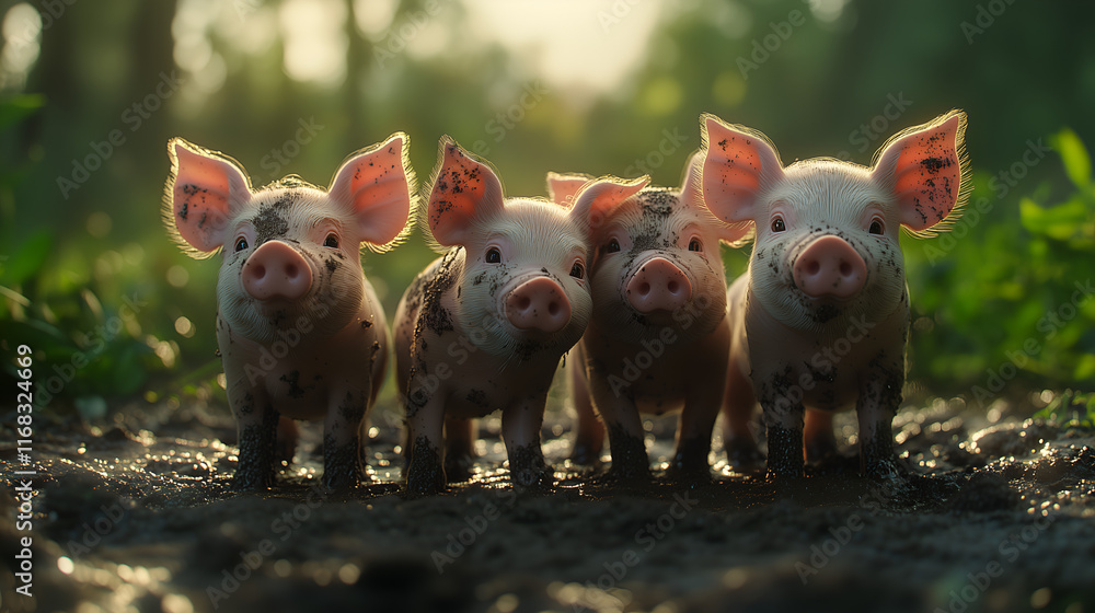 cute piglets standing on the ground cute piglets standing on the ground