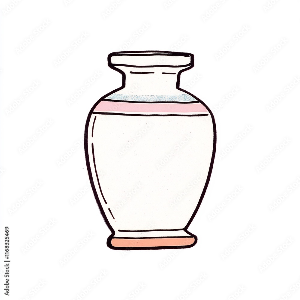Charming Hand-Drawn Illustration: Elegant Vase Mockup on White Background. AI Generated Charming Hand-Drawn Illustration: Elegant Vase Mockup on White Background. AI Generated