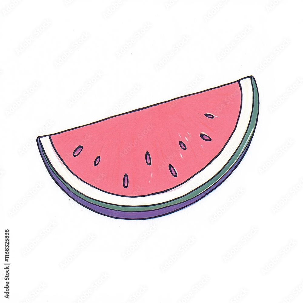 Vibrant Hand-Drawn Illustration of a Juicy Watermelon Slice. AI Generated Vibrant Hand-Drawn Illustration of a Juicy Watermelon Slice. AI Generated