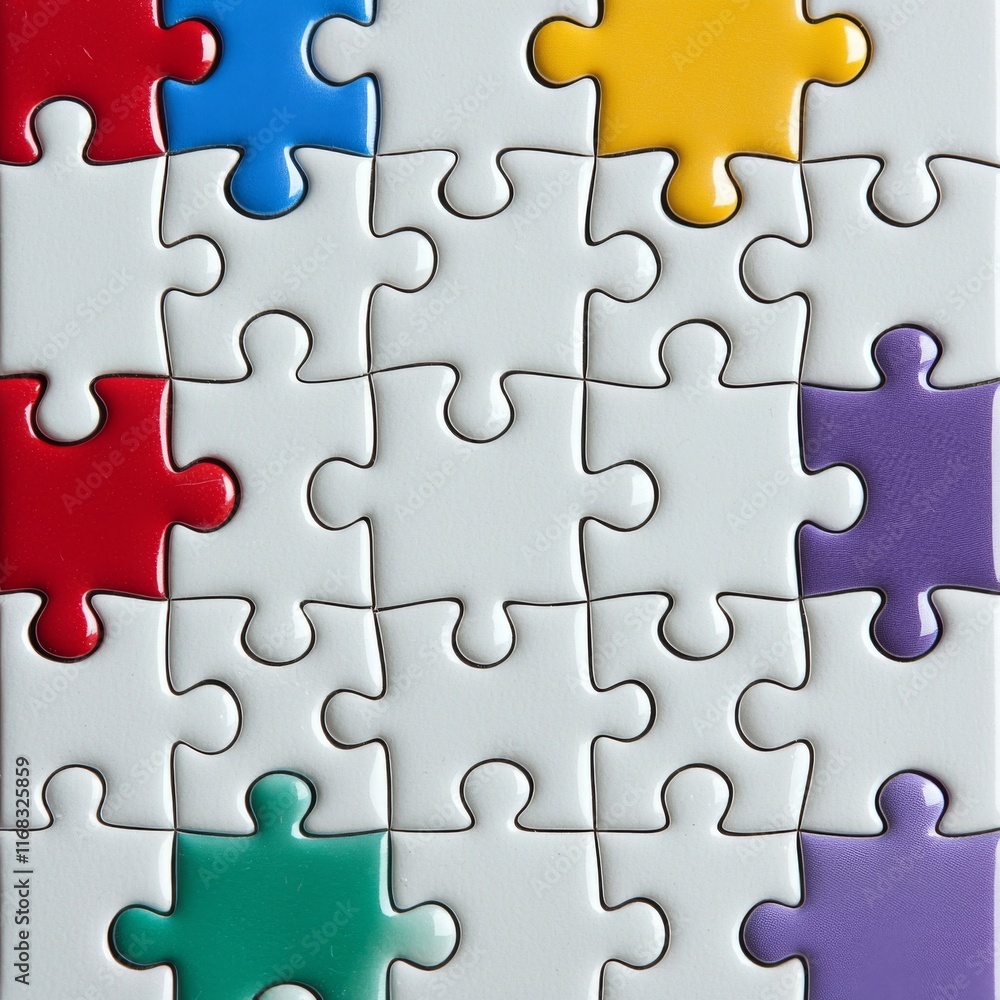 Colorful interlocking puzzle pieces arranged on a flat surface, showcasing vibrant hues and intricate designs in a playful pattern Colorful interlocking puzzle pieces arranged on a flat surface, showcasing vibrant hues and intricate designs in a playful pattern