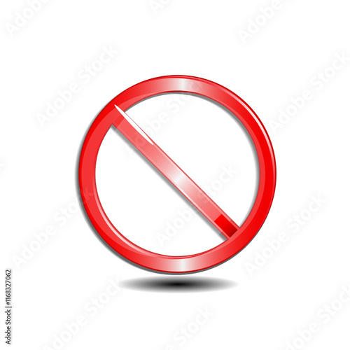 Vector illustration of general prohibition sign. Red circle with a red diagonal line through it. International no symbol. Graphic design with contour. Isolated on