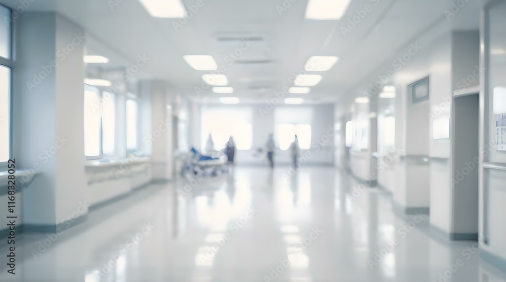 Fototapeta premium Blurred Interior View of a Modern Hospital Facility with Abstract Medical Background Elements