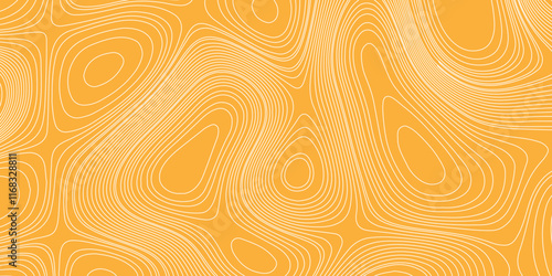 Luxury orange shiny landscape with white lines vector minimal illustration fractal abstract landscape, geodesy topography map seamless pattern geographic mountain relief abstract lines background.