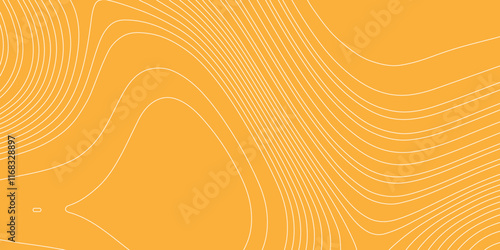 Luxury orange shiny landscape with white lines vector minimal illustration fractal abstract landscape, geodesy topography map seamless pattern geographic mountain relief abstract lines background.