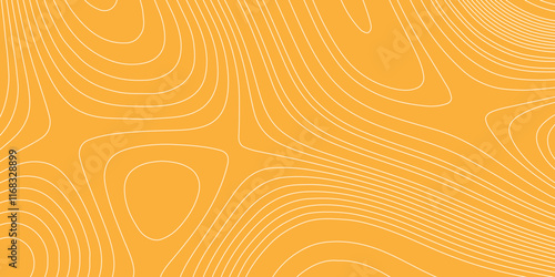 Luxury orange shiny landscape with white lines vector minimal illustration fractal abstract landscape, geodesy topography map seamless pattern geographic mountain relief abstract lines background.