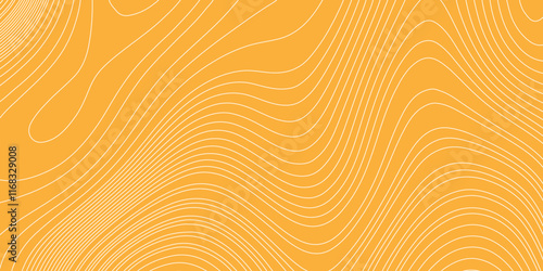 Luxury orange shiny landscape with white lines vector minimal illustration fractal abstract landscape, geodesy topography map seamless pattern geographic mountain relief abstract lines background.