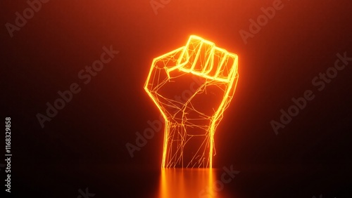 Glowing fist, power, strength, protest