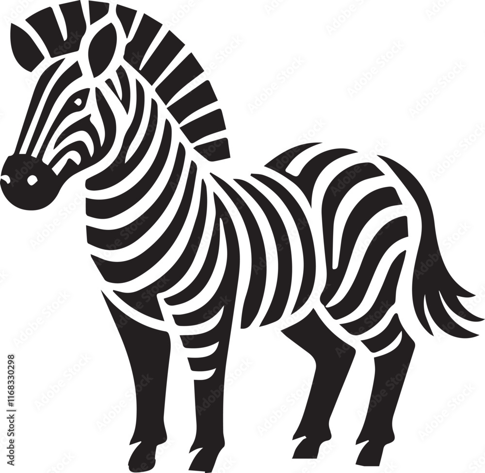 Fototapeta premium Zebra vector illustration black and white