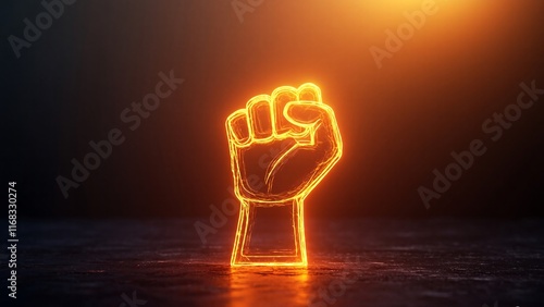 Glowing fist, power, strength