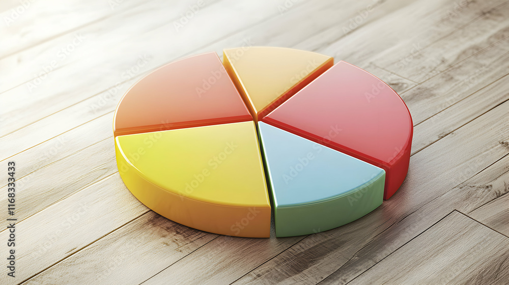 Fototapeta premium Colorful pie chart visualization digital workspace infographic design creative environment aerial view data analysis concept