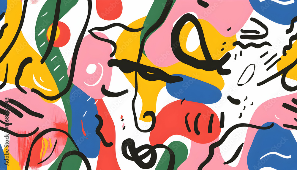 Naklejka premium Vibrant Abstract Illustration Colorful Shapes