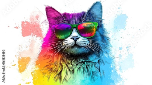 Cool Cat in Rainbow Hues